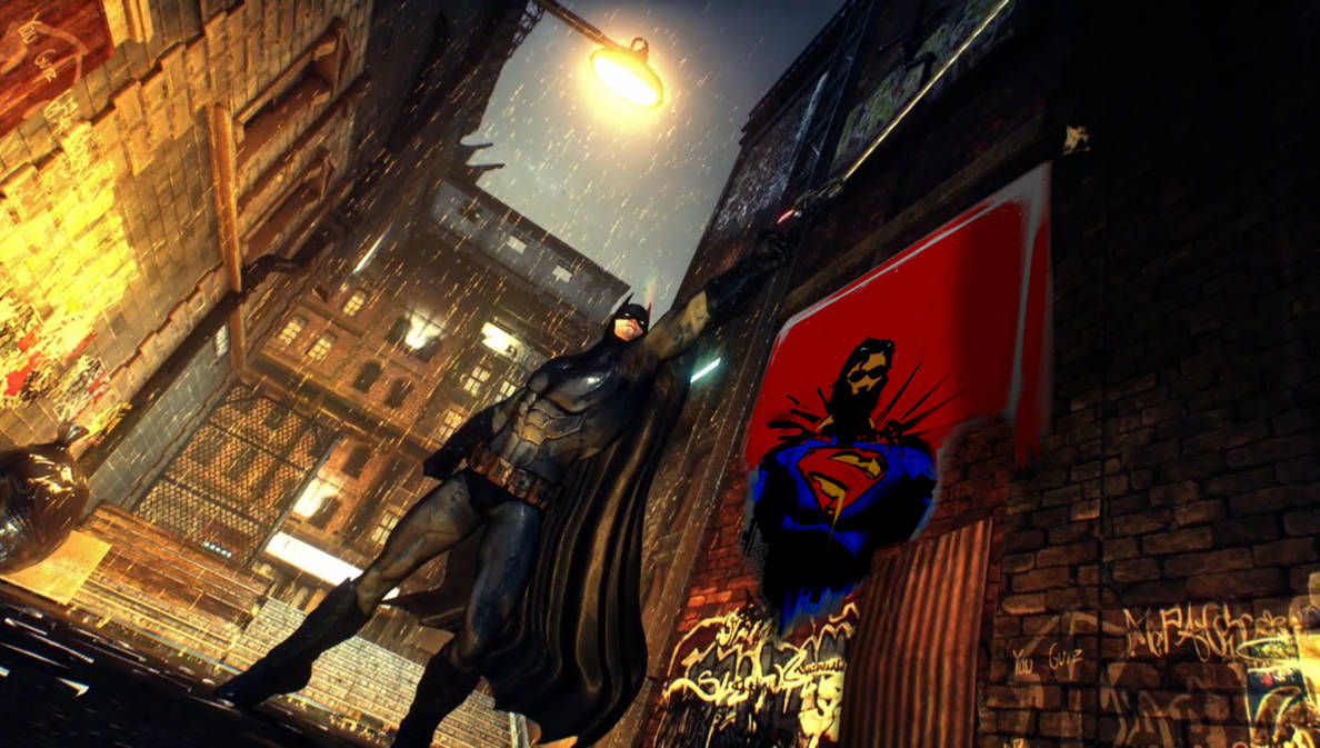 Batman Arkham Knight with Superman Graffiti by 13ComicFan on DeviantArt