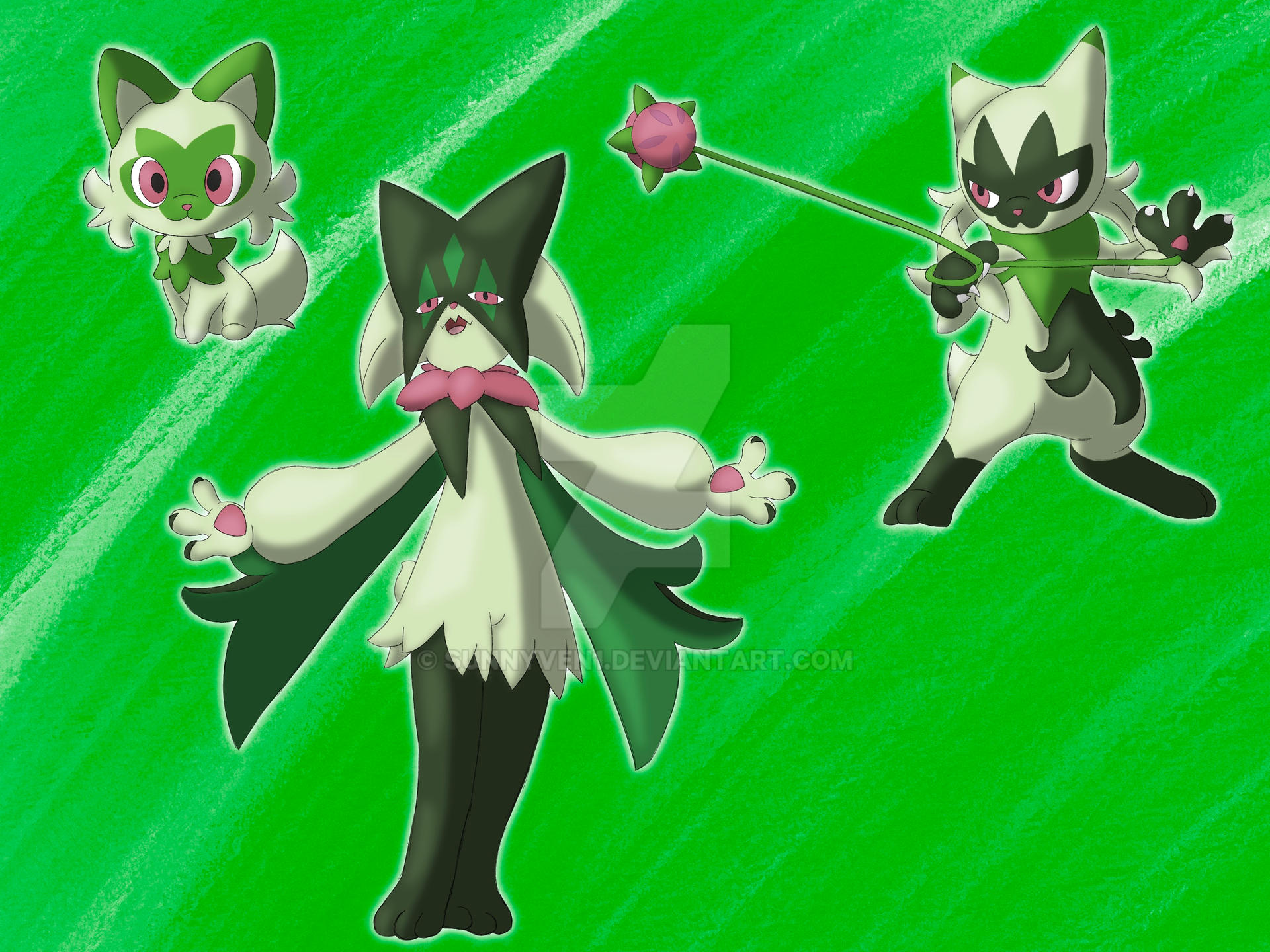 Sketch Art Pokedex #906-908 Sprigatito Family by Sunnyven1 on DeviantArt