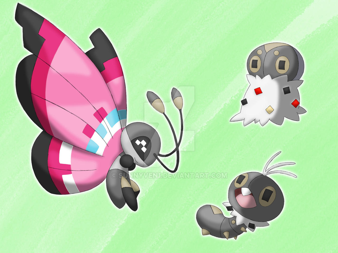 Scatterbug Evolution Female Sketch Art Pokedex #664-666 Scatterbug Family by Sunnyven1 on DeviantArt