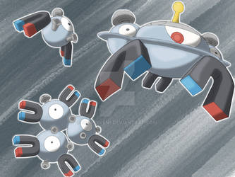 Sketch Art Pokedex #81-82 and 462 Magnemite Family by Sunnyven1