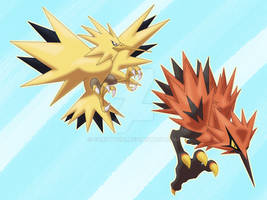 Sketch Art Pokedex #145 Zapdos Family
