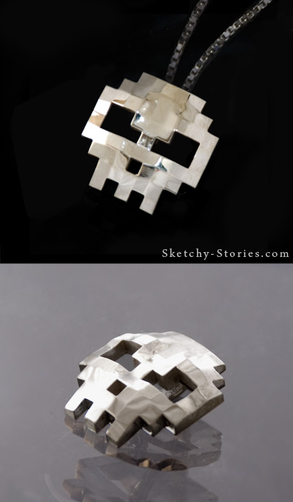 8-bit Skull Pendant