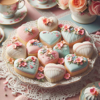 heart pastel petit fours digital art food