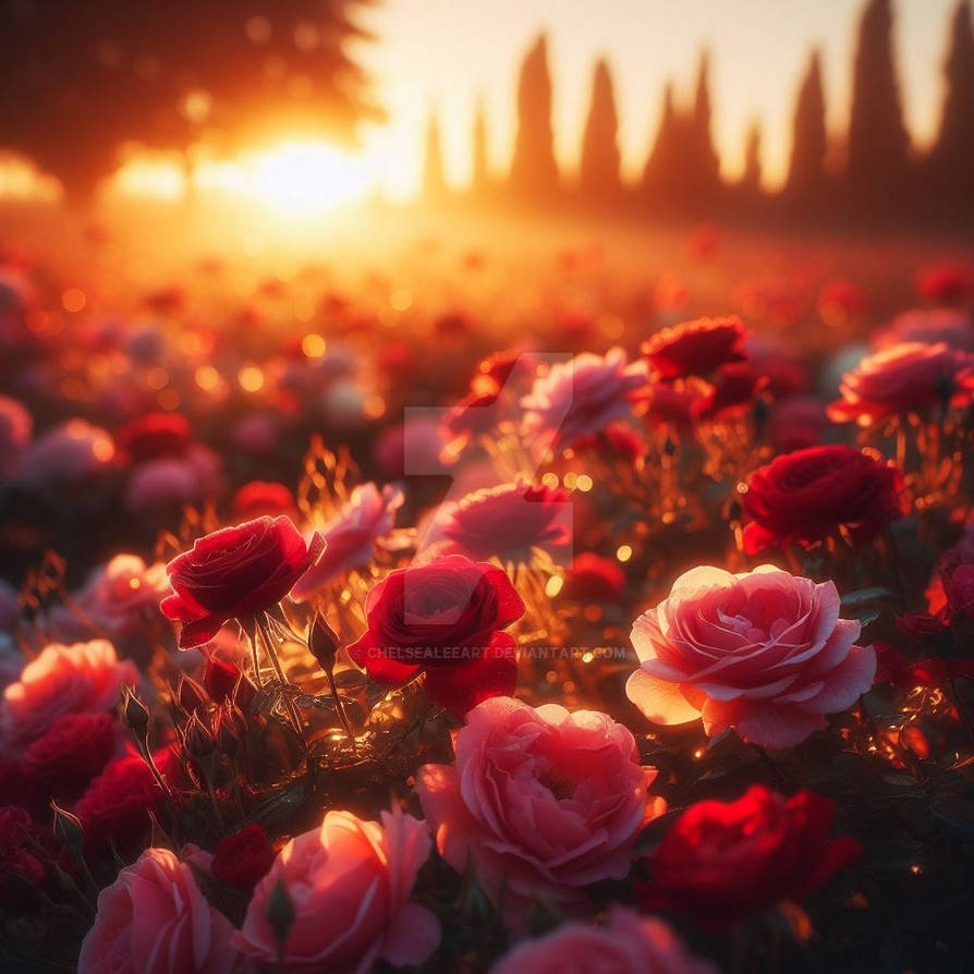 Sunset Coloured Roses roses in sunset digital art by ChelseaLeeART on DeviantArt