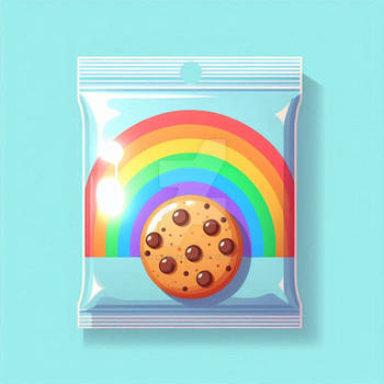 cookie in plastic packet rainbow