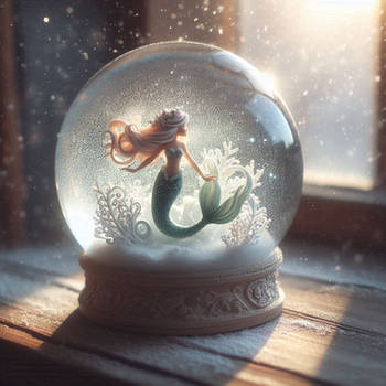 snowglobe with mermaid cute digital art