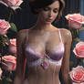 lady in lingerie roses digital art babe model 3d H