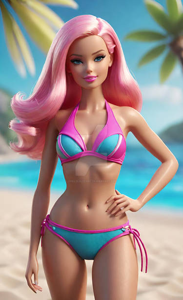 barbie in bikini digital art HD 3D model babe