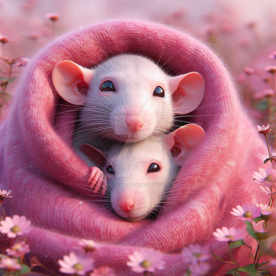Chelsea Rats rats in pink blanket animal by ChelseaLeeART on DeviantArt