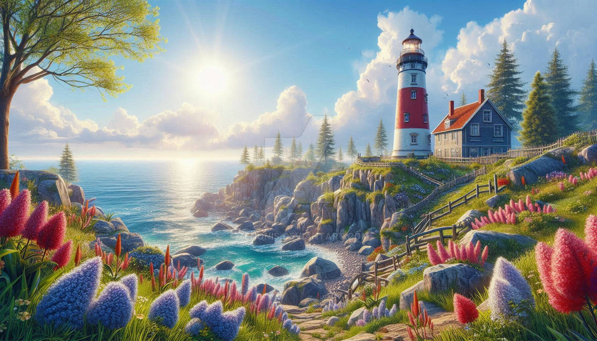 lighthouse in spring nature wallpaper by zenonis on DeviantArt