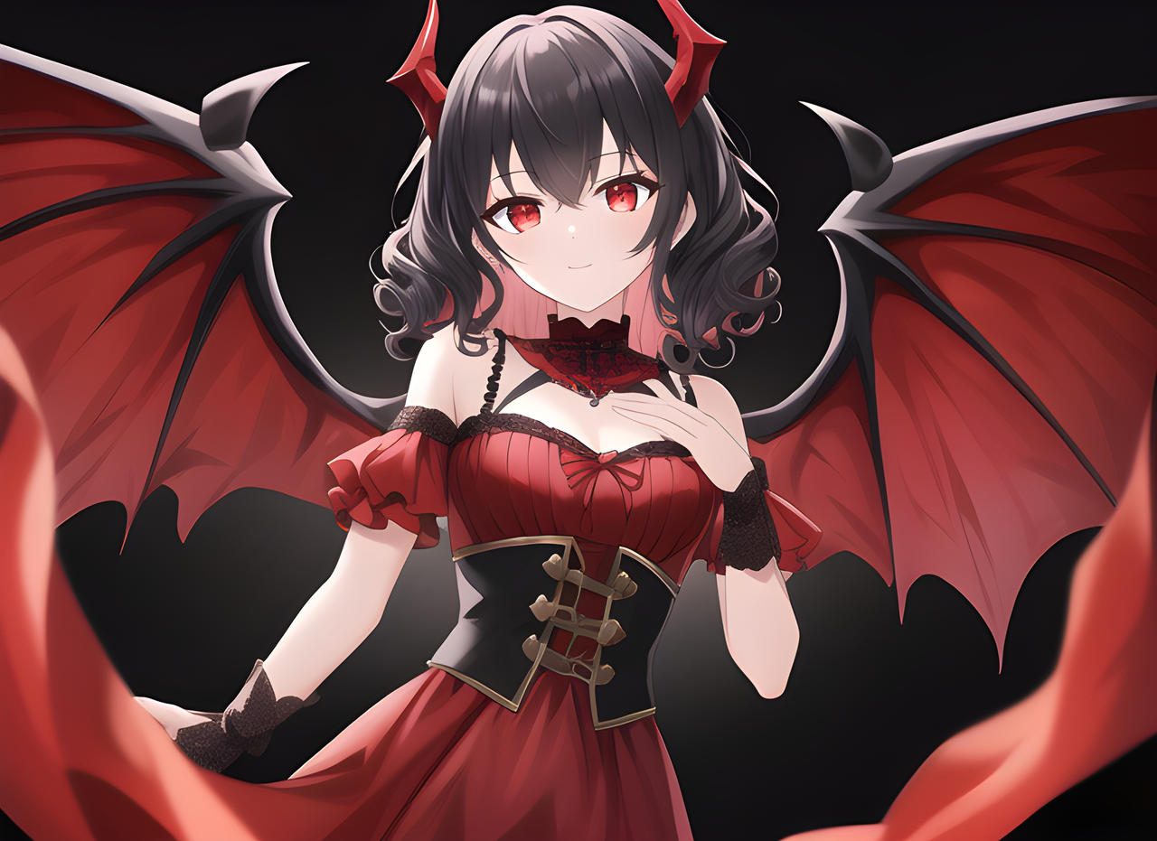 Demon girl in red by imZigs on DeviantArt