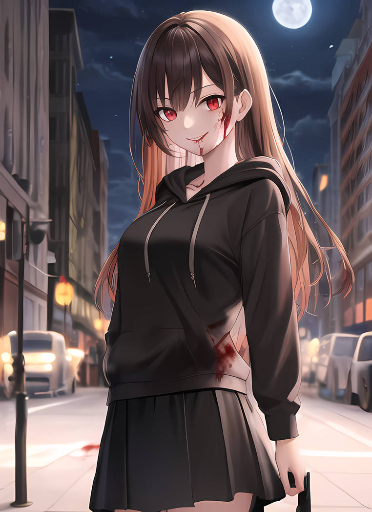 Vampire girl on the night street by imZigs on DeviantArt