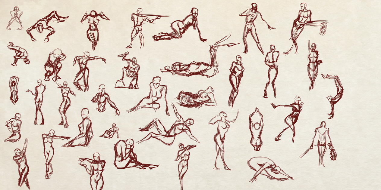 Bunch of 1 min and 2 mins Quick Poses by Dex91