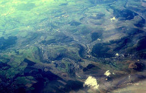Rhondda valleys, South Wales, from the air