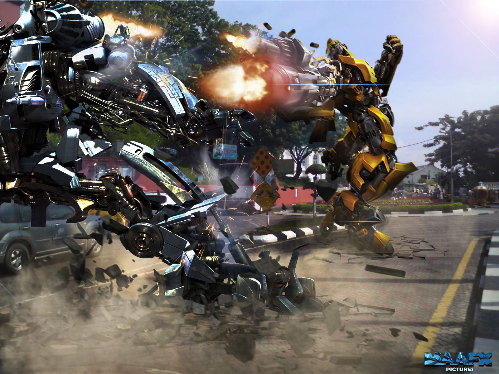 Transformers robots fight in Malaysia