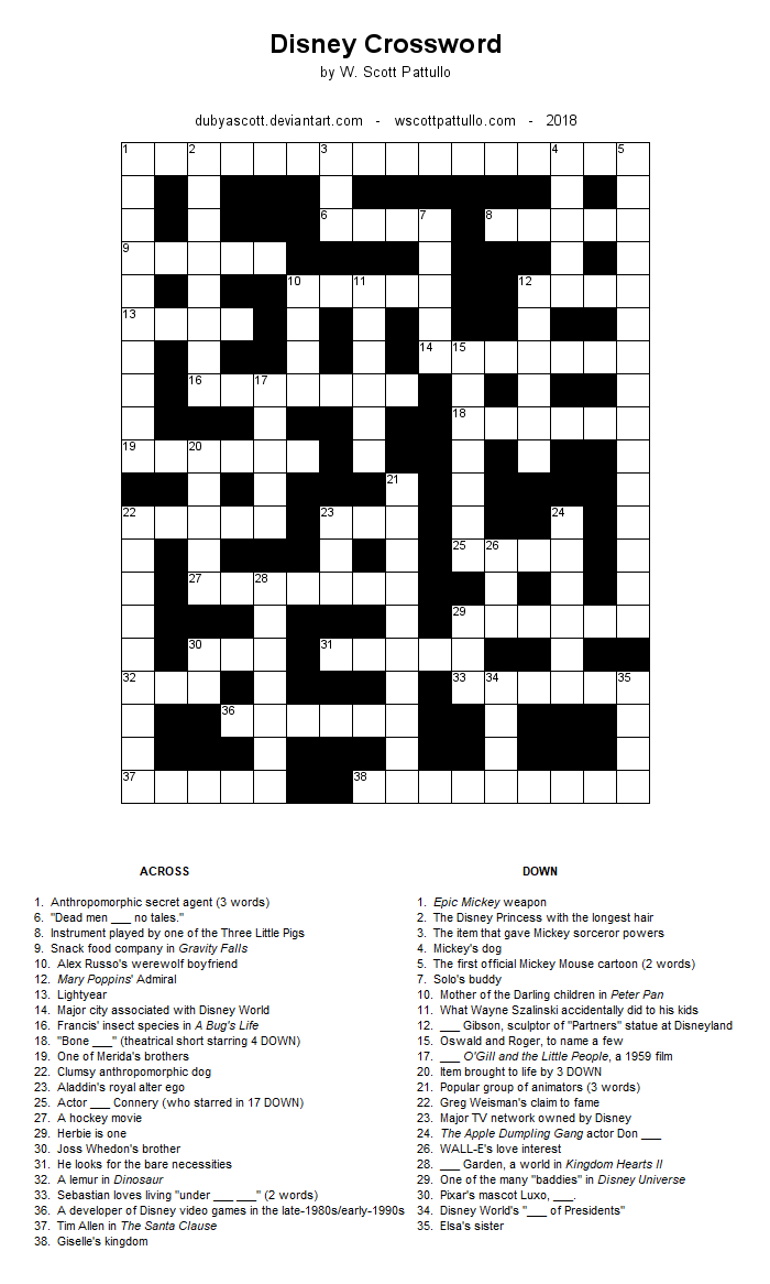 disney crossword by dubyascott on deviantart