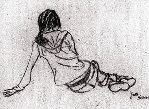 girl drawed in charkcoal