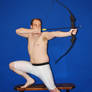 Male Archer Pose One Leg Stepping Up Looking Back