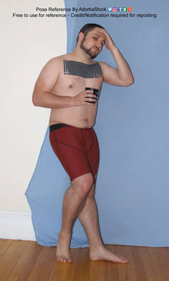 Male Pose Leaning Hand on Head with Drink