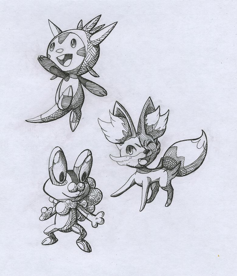 Pokemon XY: Generation 6 starters (Black/White)