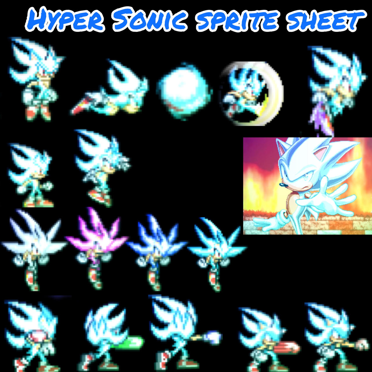 Hyper sonic 2 sprite sheet by 85rmzooz on DeviantArt