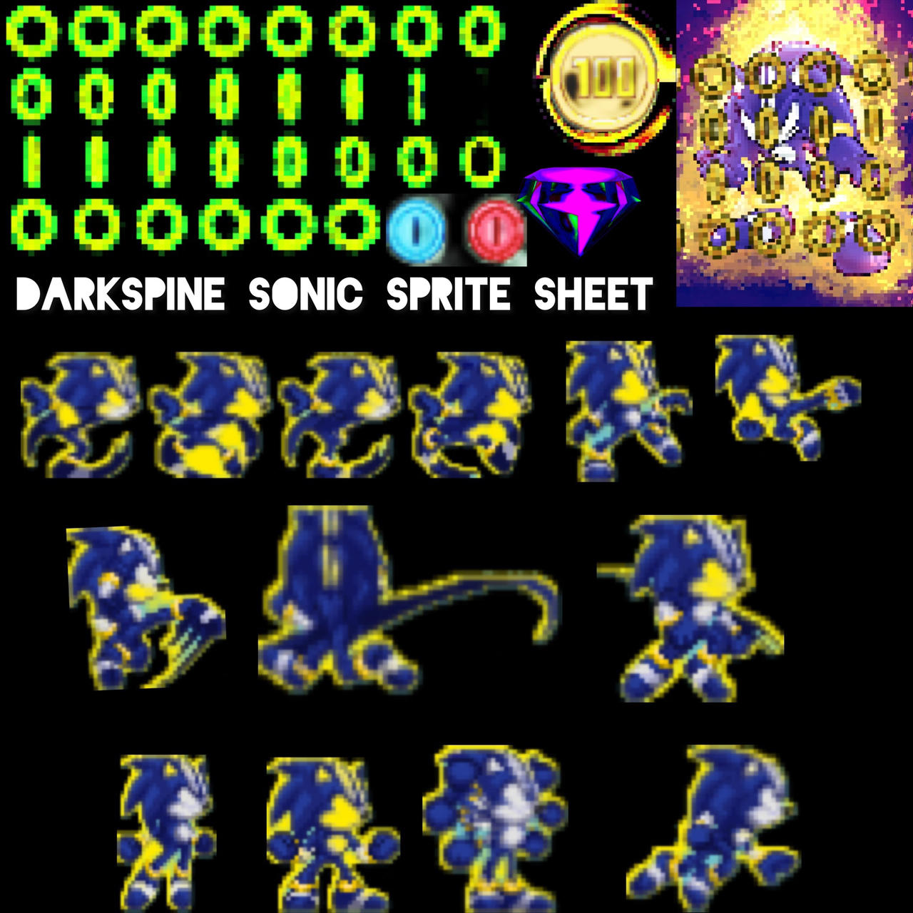 Dark Spine Sonic sprite sheet by razorthecurse on DeviantArt