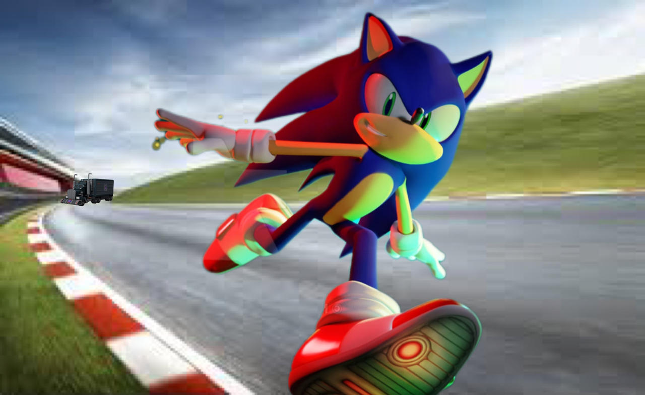 Sonic running from the gun truck on race track by shadowXcode on DeviantArt