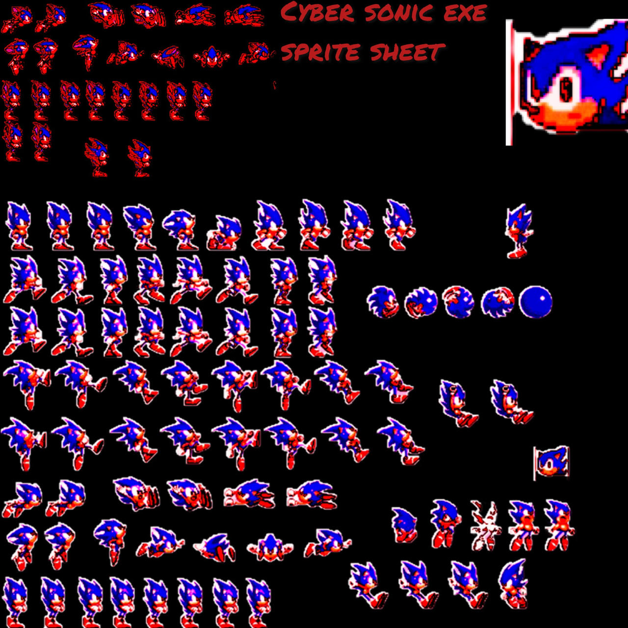 Sonic frontiers cyber sonic exe sprite sheet by shadowXcode on DeviantArt