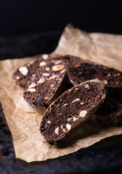 Dark chocolate biscotti with nuts