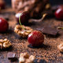 Ripe cherry, walnuts and chocolate chunks