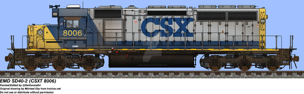CSXT SD40-2 #8006 by Railfanmatt4 on DeviantArt