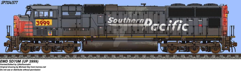 UP SD70M 3999 (SP Patch) - Fictional by Railfanmatt4 on DeviantArt