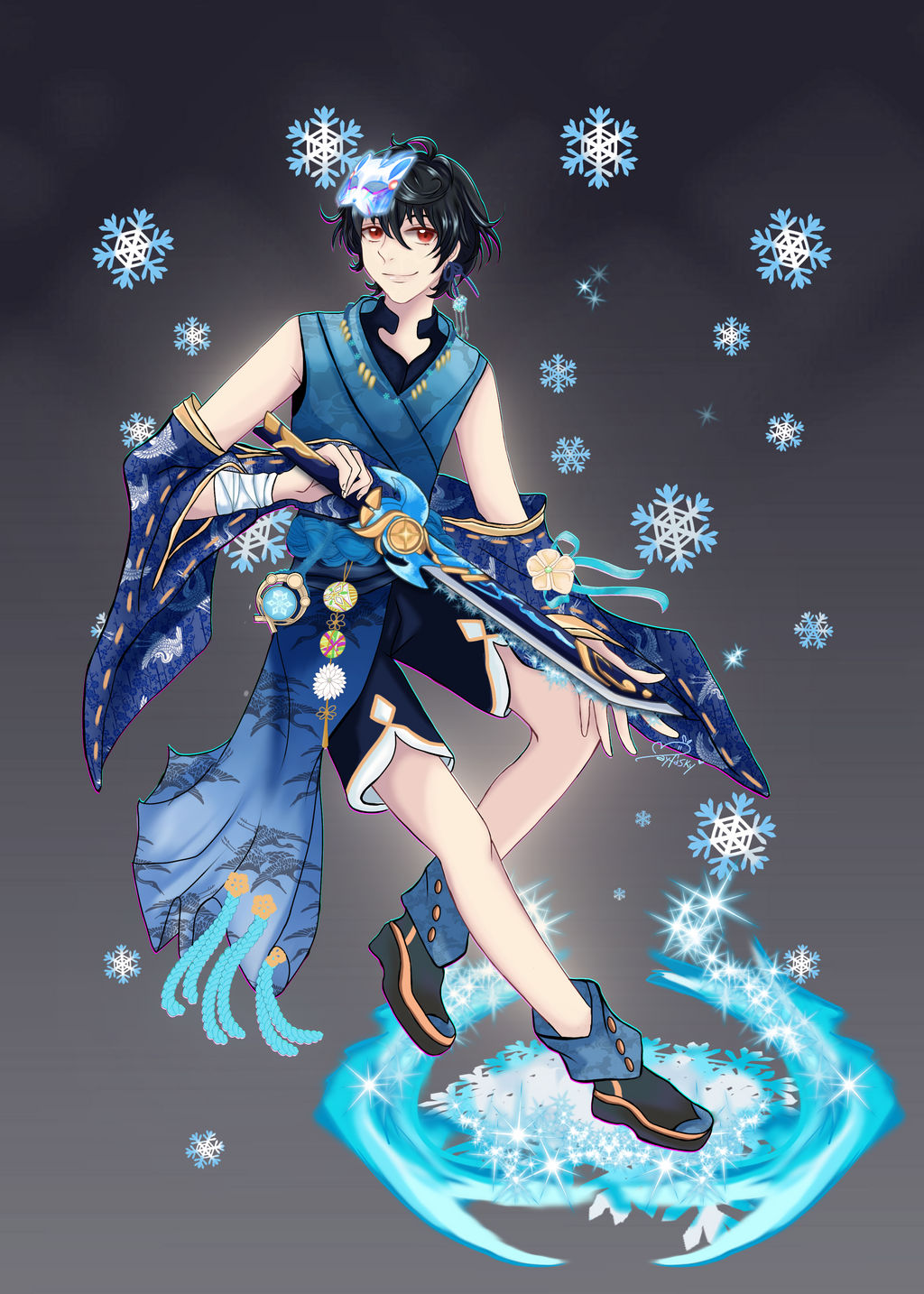 Ritsu Sakuma collab enstars genshin by Mayfasky on DeviantArt