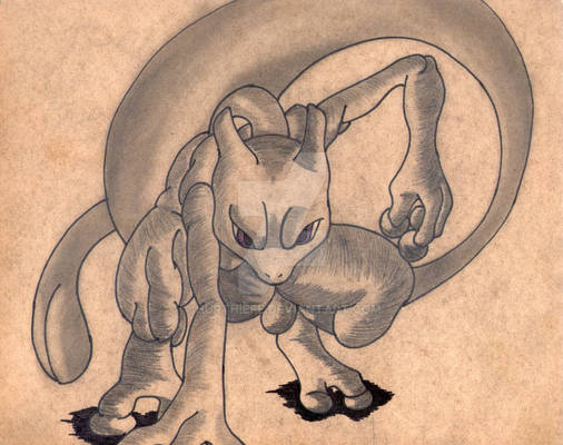 Mewtwo on wood