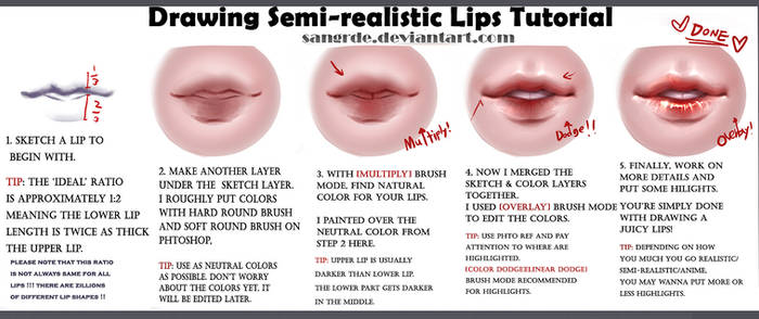 :: How to Draw -Juicy- semi-realistic Lips ::