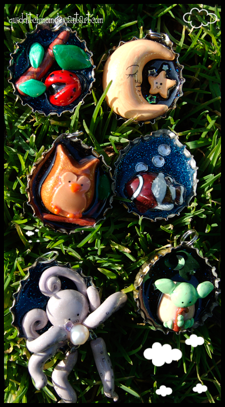 resin clay bottlecap charms