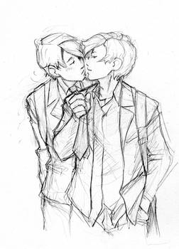 Just a casual sketch of my characters being shippy