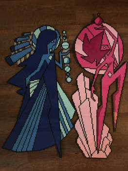 Pink and Blue Diamond Murals Perler Beads