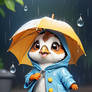 A Cute Quail Wearing Raincoat#3