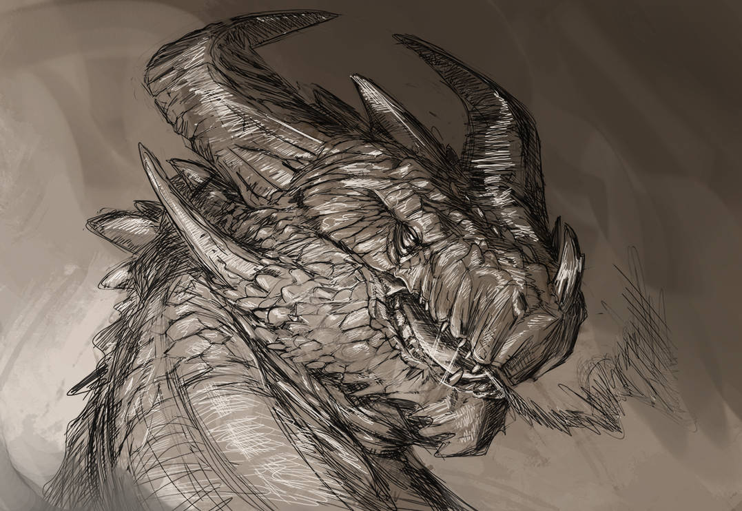 Stone dragon sketch by ThemeFinland