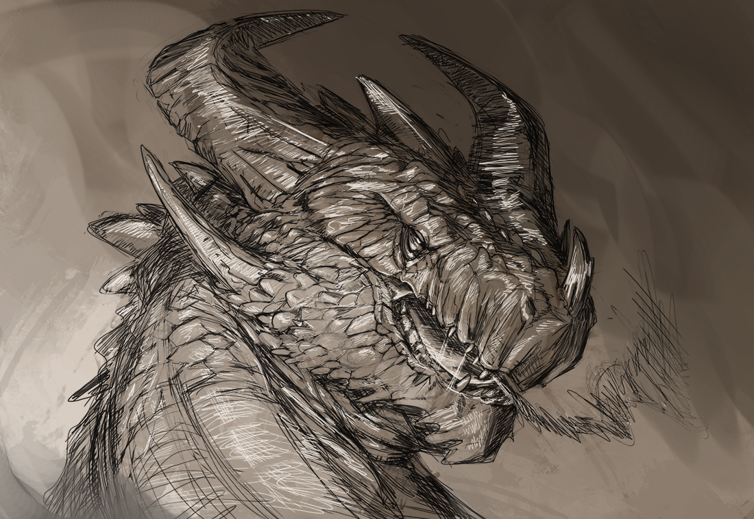 Stone dragon sketch by ThemeFinland