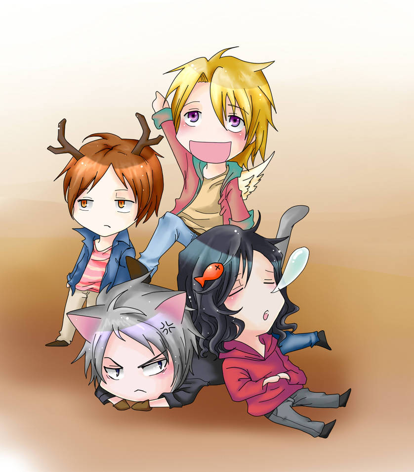 four chibi, element, animal by cote001 on DeviantArt
