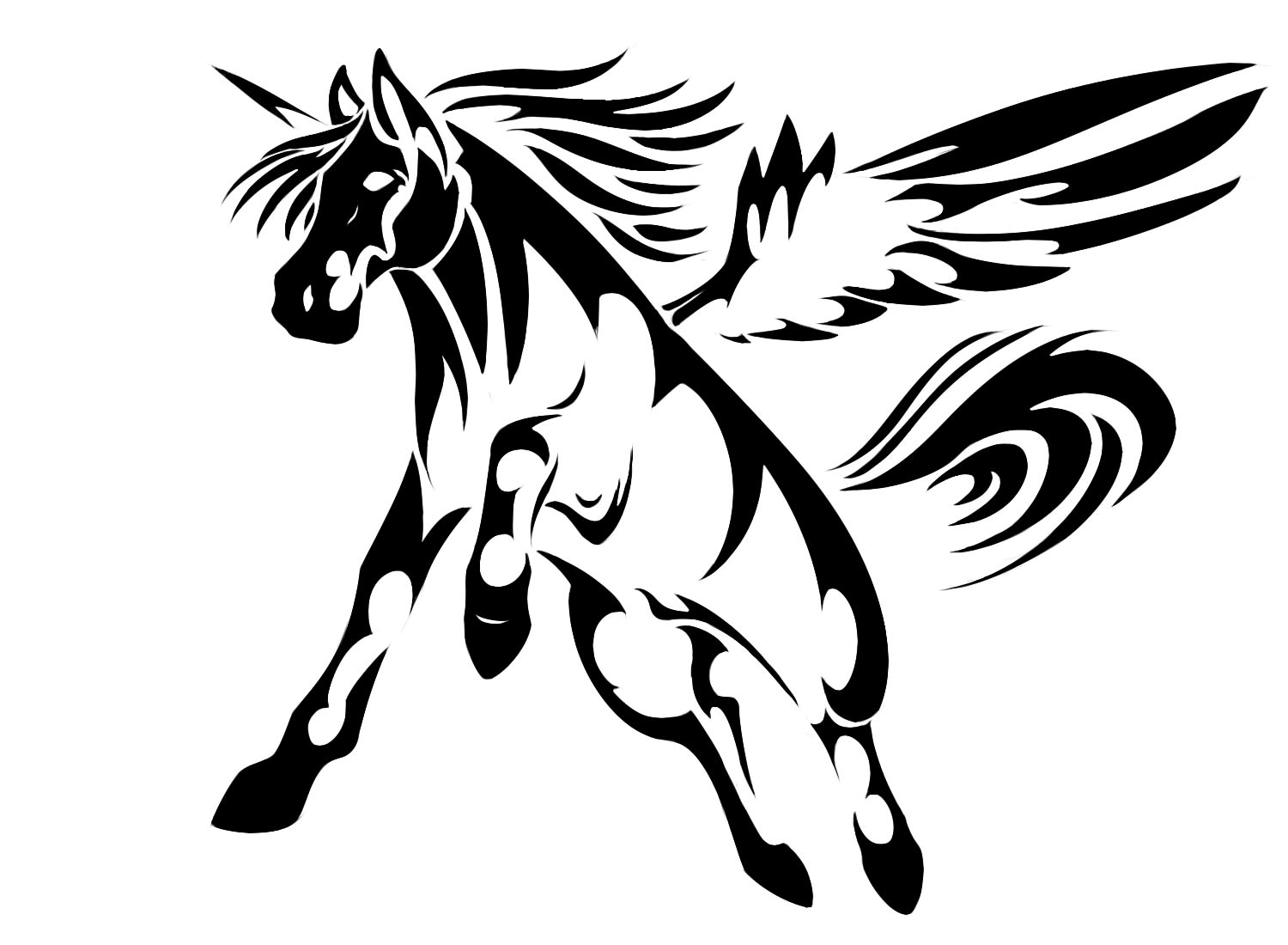 Тату трайбл Единорог