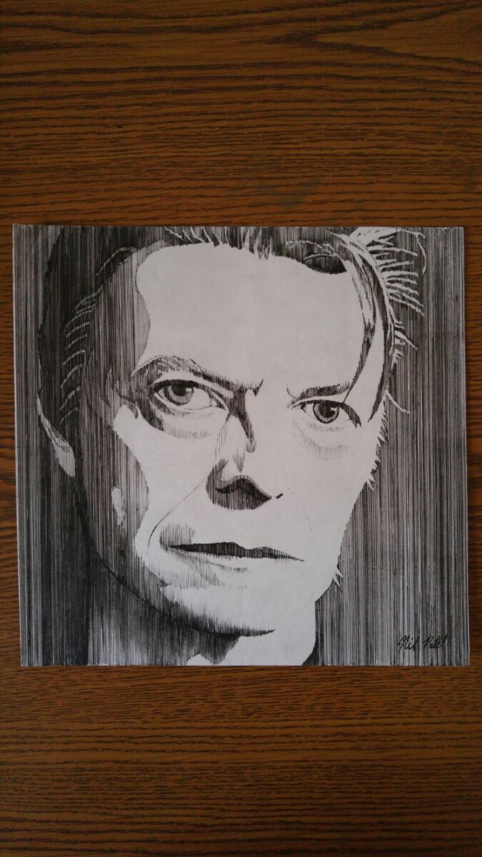 David Bowie - Vertical Lines , Pen and Ink