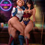 Powergirl and  Wonderwoman