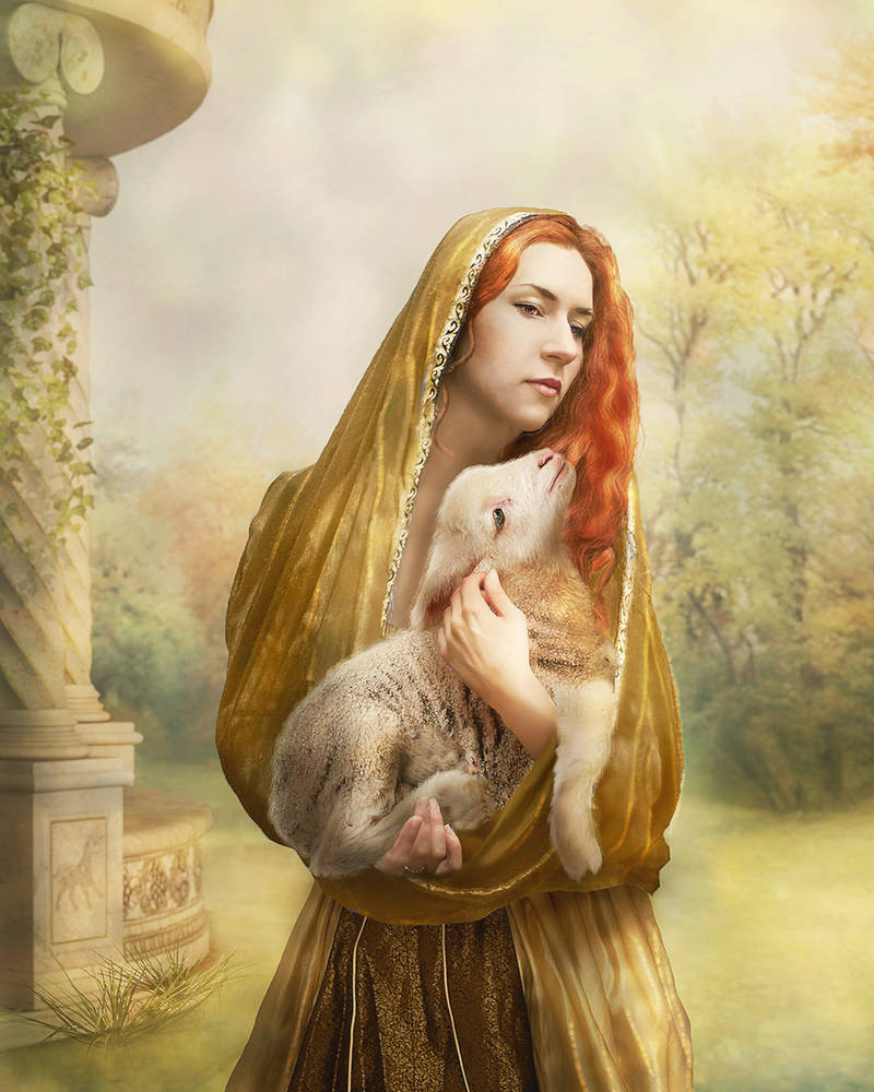 The girl with lamb by Lotta-Lotos