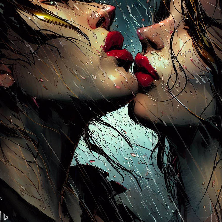 Couple Kissing In The Rain Romance Premade Book Cover – Bella