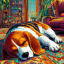 Cute sleep - A beagle in my living room [AI]