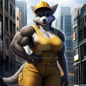 [Open] Adoptable - Construction Worker Wolf Girl