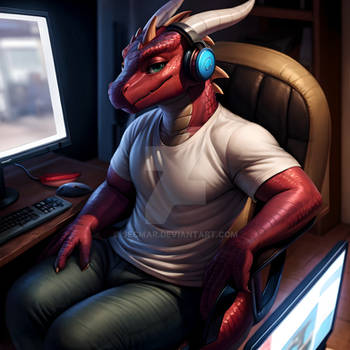 [Open] Adoptable - Headphones Dragon Guy